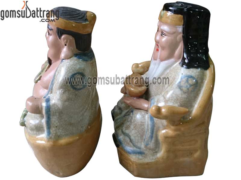 Tượng thần tài thổ địa men rạn cổ 18cm phong thủy may mắn