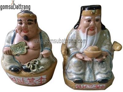 Tượng thần tài thổ địa men rạn cổ 18cm phong thủy may mắn 