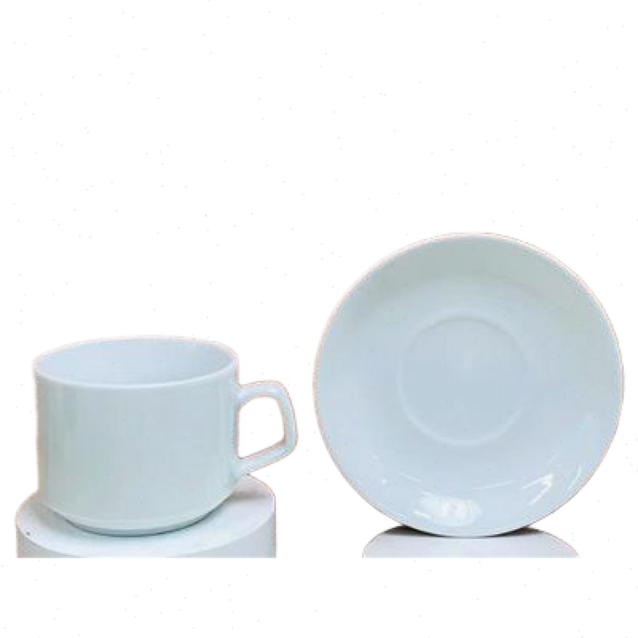 Cốc sứ quai vuông 250ml kèm đĩa kê sang trọng tiện lợi 