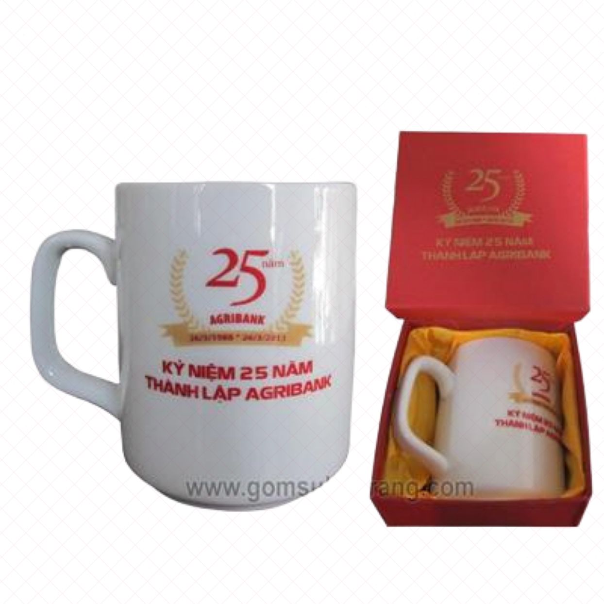 Cốc sứ Bát Tràng in logo Agribank quà tặng doanh nghiệp sang trọng đẹp 