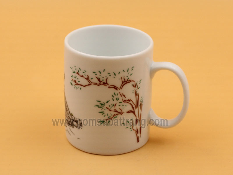 Cốc sứ trụ đứng in hình chùa Một Cột Hà Nội quà tặng độc đáo