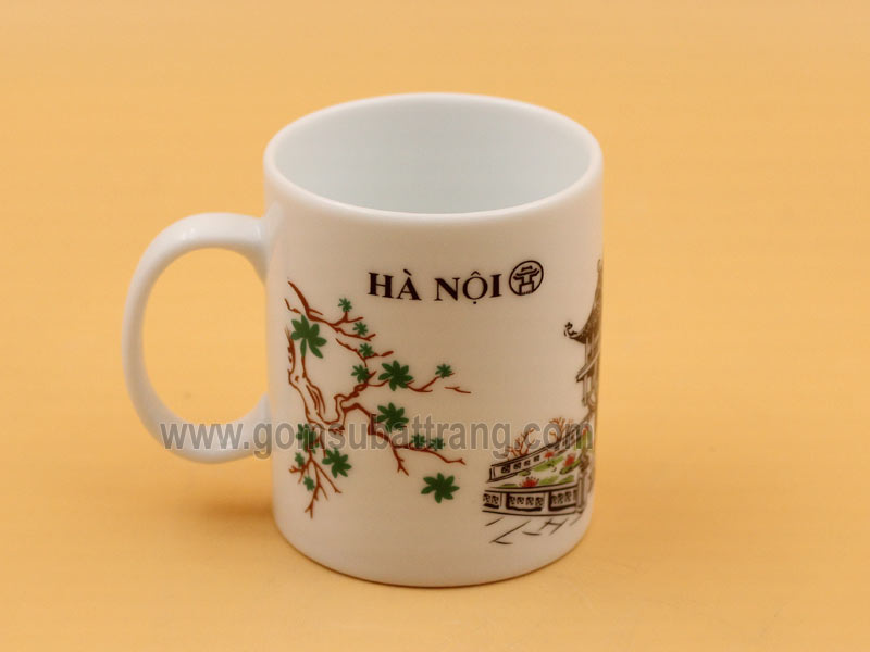 Cốc sứ trụ đứng in hình chùa Một Cột Hà Nội quà tặng độc đáo