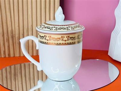Cốc sứ cao cấp Bát Tràng viền vàng kim hoa dây sang trọng phòng khách 