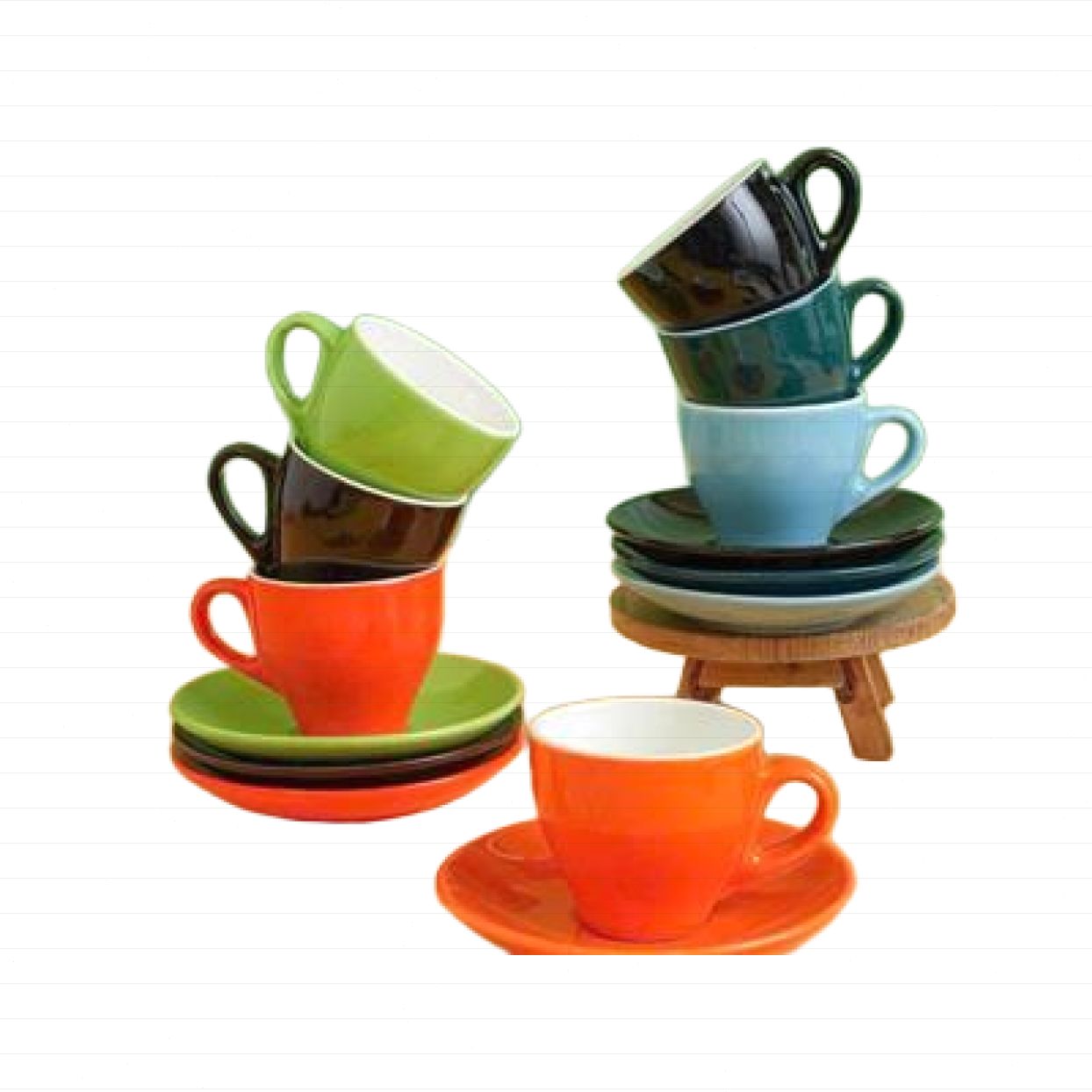Cốc cafe Bát Tràng sứ men xanh cam sang trọng độc đáo 
