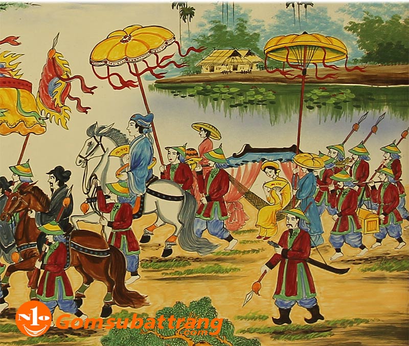 Tranh sứ Vinh Quy Bái Tổ Bát Tràng cao cấp, quà tặng ý nghĩa
