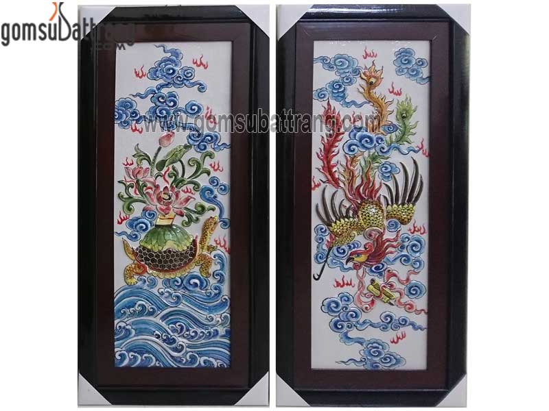 Tranh gốm sứ Bát Tràng tứ linh đắp nổi sang trọng sắc nét