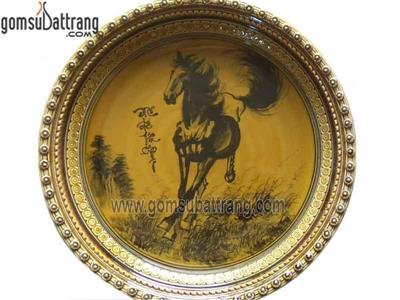 Tranh đĩa sứ mã đáo thành công cổ điển tinh xảo, quà tặng ý nghĩa 