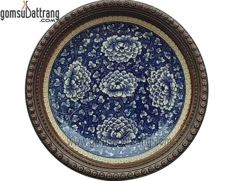 Đĩa sứ hoa phù dung Bát Tràng xưa kích thước 35cm