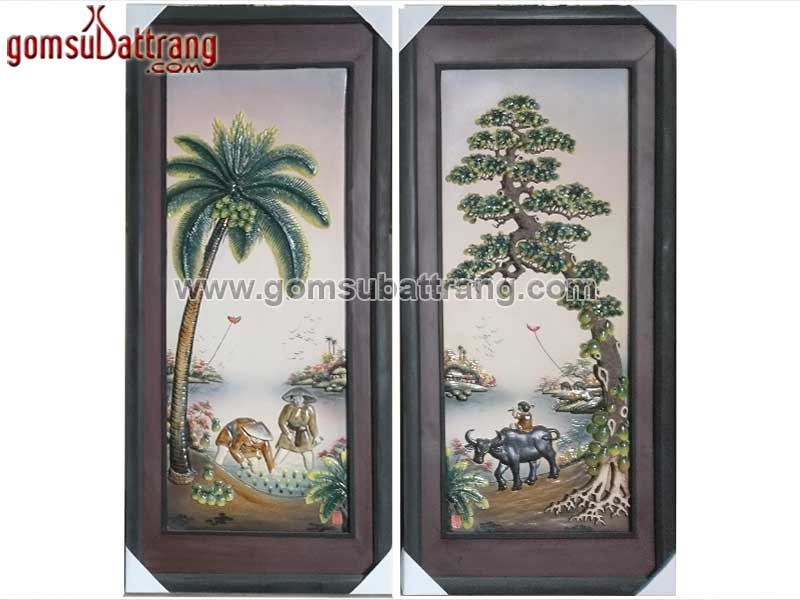 Tranh sứ tứ dân ngư tiều canh mục đẹp tinh xảo giá tốt
