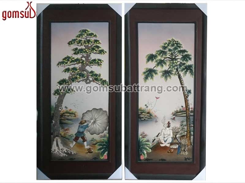Tranh sứ tứ dân ngư tiều canh mục đẹp tinh xảo giá tốt