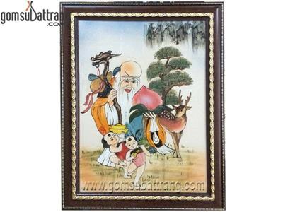 Tranh ông Thọ màu sắc tươi sáng 47x36cm trang trí độc đáo 