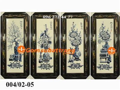 Bộ tranh tứ quý Bát Tràng đắp nổi tinh xảo, quà tặng phong thủy 