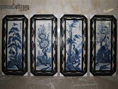 Tranh tứ quý tùng cúc trúc mai kỹ thuật cao tranh decor độc đáo 