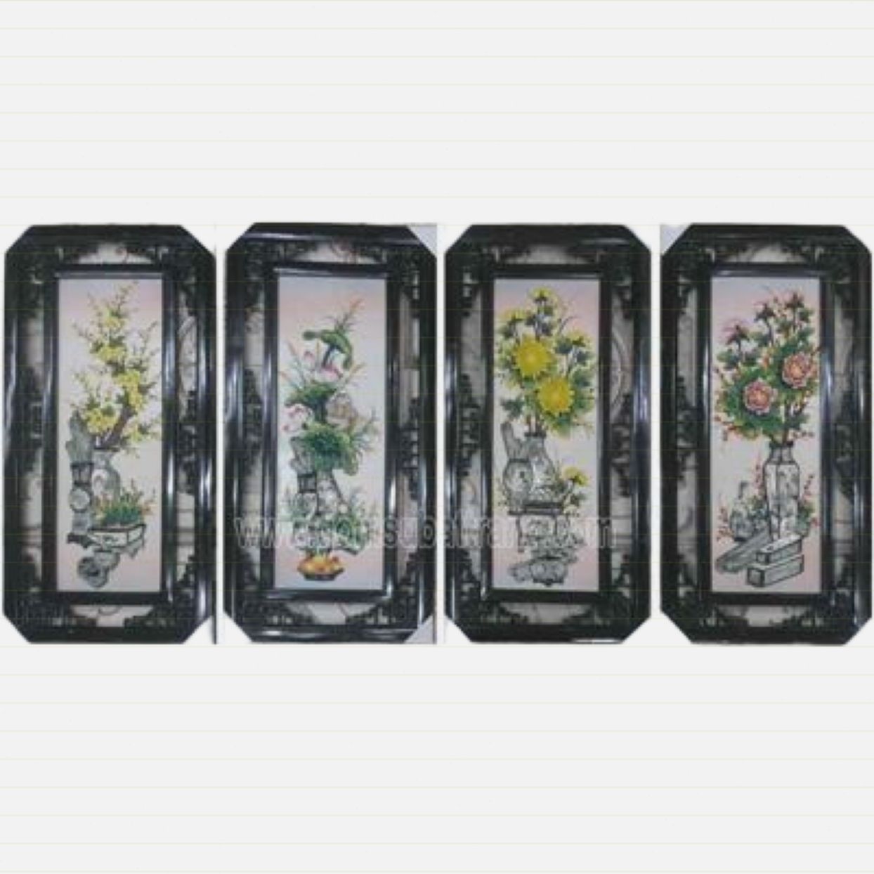 Bộ tranh tứ quý gốm cổ đắp nổi 38x72 cm tặng quà ý nghĩa 