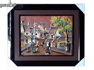 Tranh gốm phố cổ Hà Nội 30x40cm độc đáo quà tặng ý nghĩa 