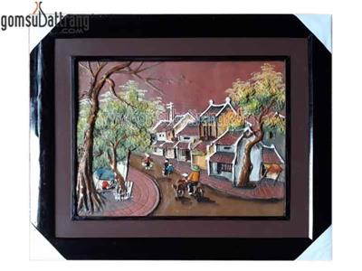 Tranh gốm Hà Nội phố cổ mẫu 4 30x40cm quà tặng độc đáo 