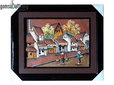Tranh gốm Hà Nội phố cổ mẫu 6 30x40cm trang trí độc đáo 
