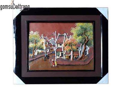 Tranh gốm phố cổ Hà Nội 30x40cm mẫu 7 độc đáo trang trí đẹp 