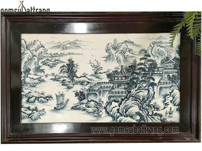 Tranh sơn thủy Bát Tràng gốm sứ men tràm tinh xảo kích thước lớn 