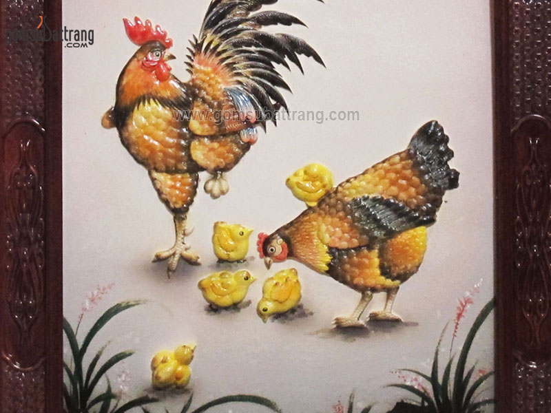 Tranh đắp nổi Kim Ngọc mãn đường Khung gỗ Gụ thủ công sang trọng