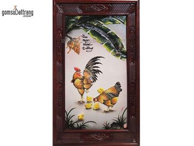 Tranh đắp nổi Kim Ngọc mãn đường Khung gỗ Gụ thủ công sang trọng 
