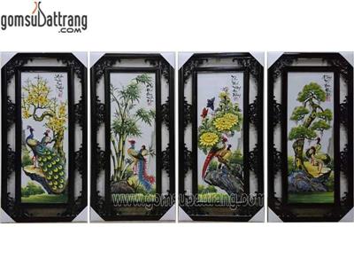 Tranh tứ quý 4 mùa nổi màu 43x87cm sang trọng, đẹp 
