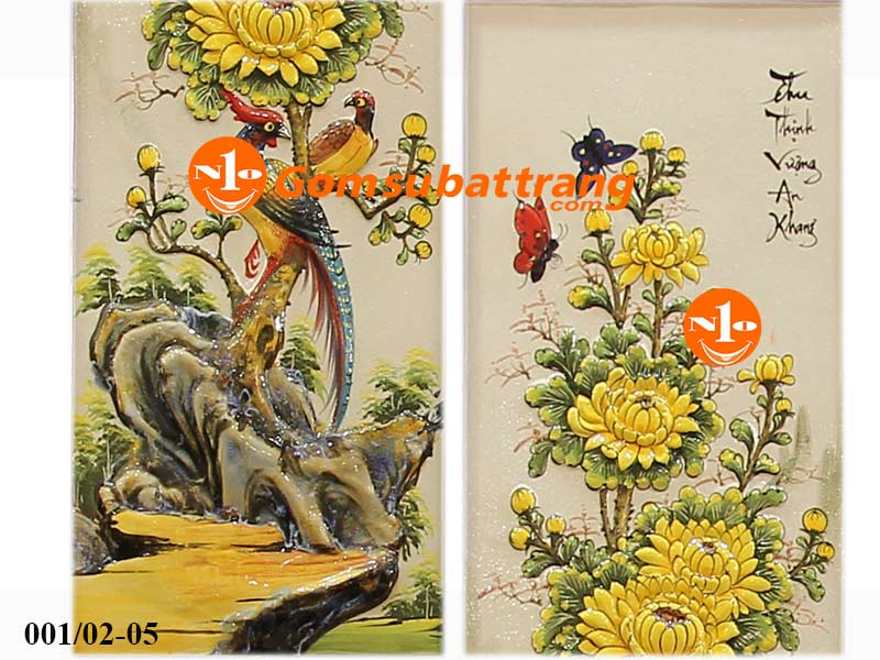 Tranh Tứ Quý sứ Bát Tràng đắp nổi 120cm đẹp giá tốt hot