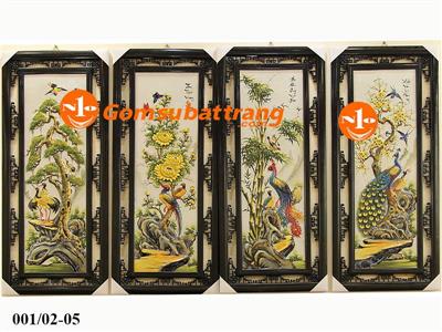Tranh Tứ Quý sứ Bát Tràng đắp nổi 120cm đẹp giá tốt hot 