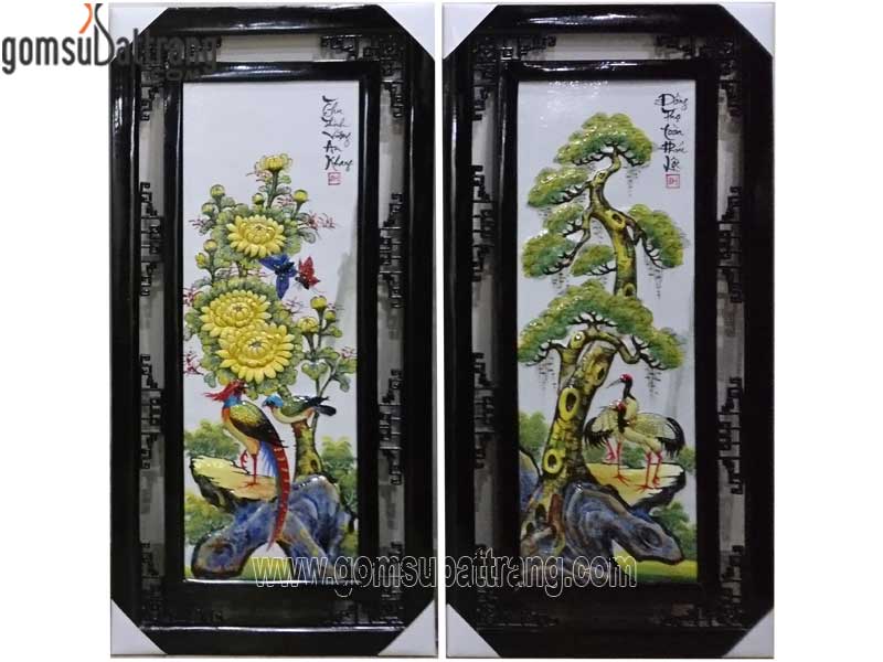Tranh tứ quý Bát Tràng sứ cao cấp Xuân Hạ Thu Đông