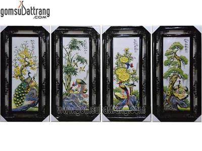 Tranh tứ quý Bát Tràng sứ cao cấp Xuân Hạ Thu Đông 
