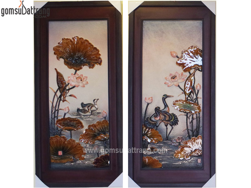 Tranh sứ đắp nổi phú quý trường thọ đẹp sang trọng cao cấp