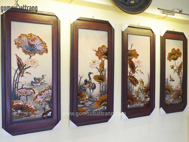 Tranh sứ đắp nổi phú quý trường thọ đẹp sang trọng cao cấp