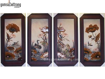 Tranh sứ đắp nổi phú quý trường thọ đẹp sang trọng cao cấp 