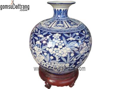 Bình tài lộc vẽ hoa đào xanh may mắn phong thủy tài chính 