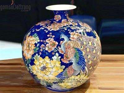 Bình tài lộc vẽ công đào thủ công 34cm - May mắn, sang trọng 