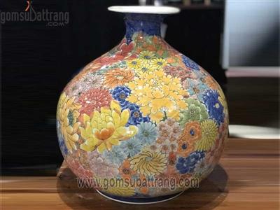 Bình tài lộc ngàn hoa vẽ tay sắc nét cao 40cm giá tốt 
