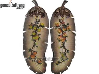 Tranh đắp nổi lá chuối đào thọ nâu đẹp sang trọng phòng khách 