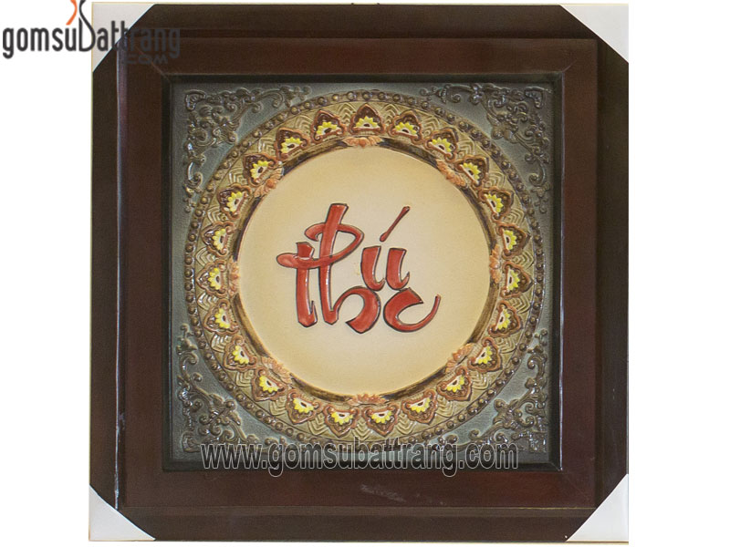 Tranh đắp nổi Phúc Lộc Thọ khung gỗ thông sang trọng 3 bức decor