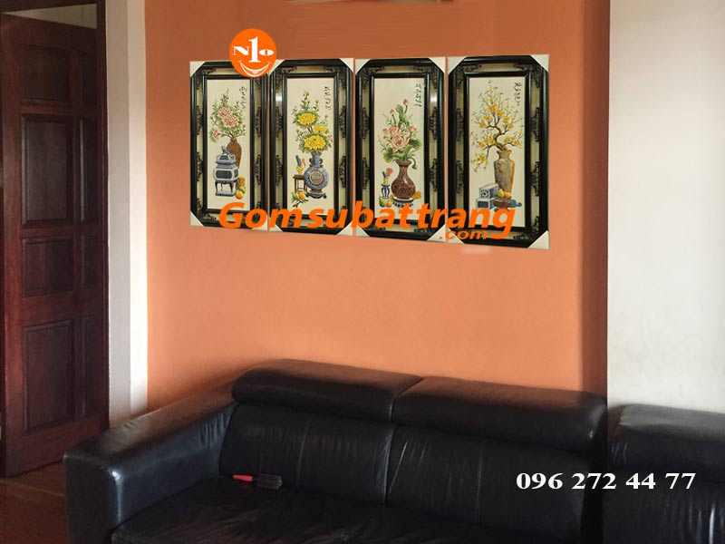 Bộ tranh tứ Bình sứ Bát Tràng đẹp sang trọng tặng quà ý nghĩa