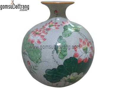 Bình Hút Tài Lộc Gốm Men Rạn Vẽ Sen Sang Trọng Quà Tặng Phong Thủy 