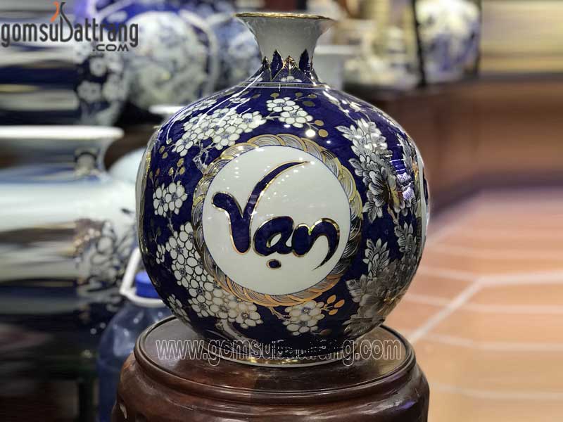 Bình hút tài lộc vạn sự như ý 30cm vẽ vàng sang trọng giá tốt