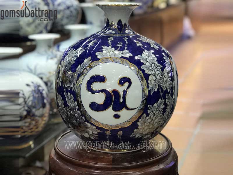 Bình hút tài lộc vạn sự như ý 30cm vẽ vàng sang trọng giá tốt