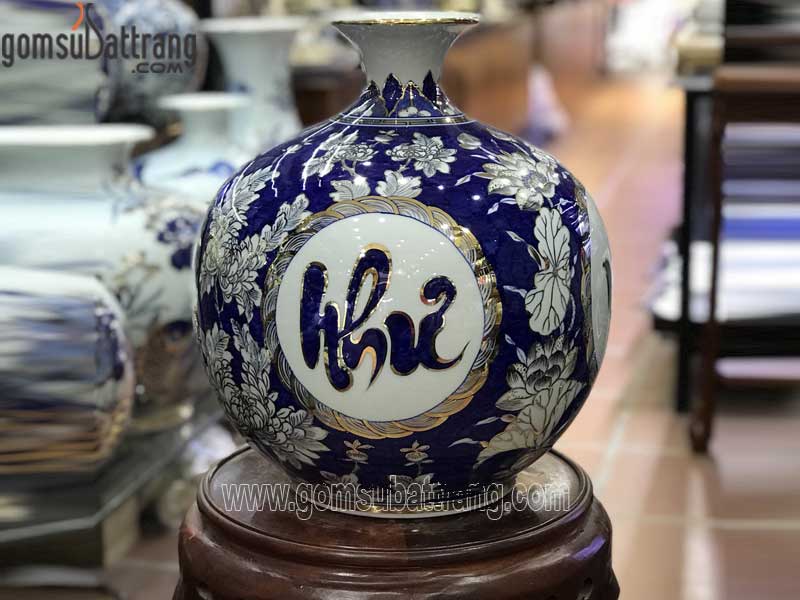 Bình hút tài lộc vạn sự như ý 30cm vẽ vàng sang trọng giá tốt