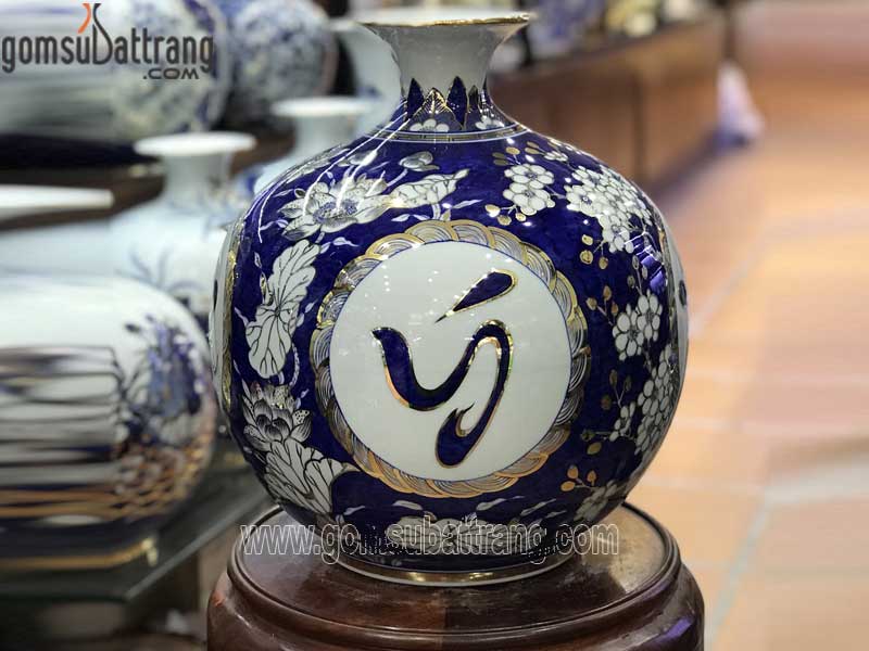 Bình hút tài lộc vạn sự như ý 35cm vẽ vàng đẹp, giá tốt