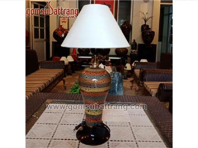 Đèn ngủ để bàn thổ cẩm độc đáo trang trí phòng ngủ tiện dụng 