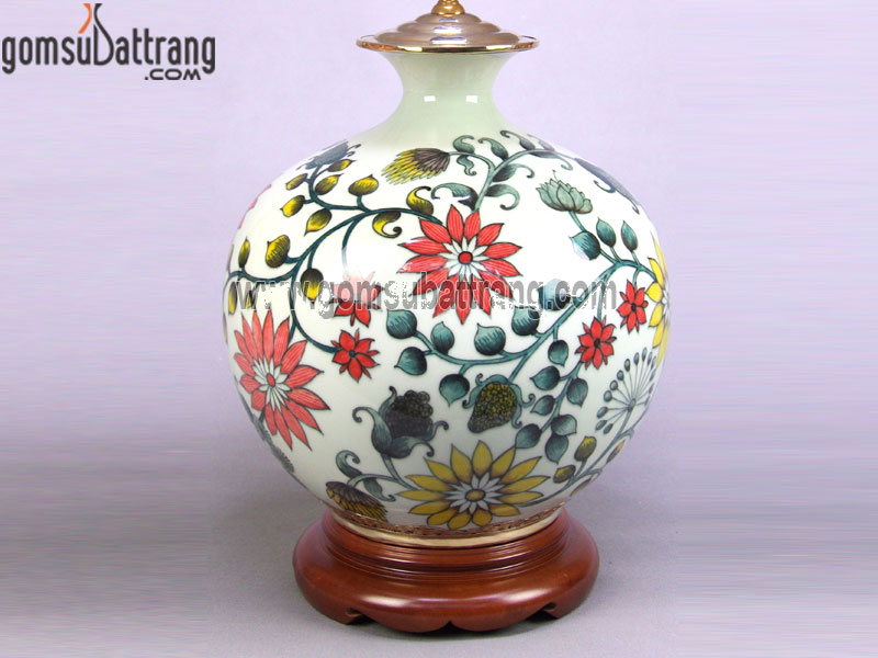 Đèn ngủ gốm sứ hoa hướng dương cổ điển sang trọng quà tặng ý nghĩa