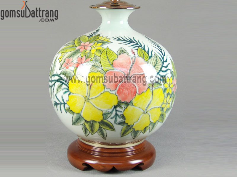 Đèn ngủ gốm sứ hoa dâm bụt Bát Tràng – Quà tặng ý nghĩa