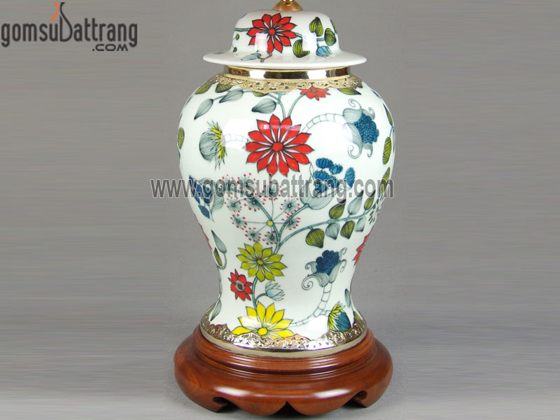 Đèn ngủ thon vẽ hoa hướng dương cổ điển bọc đồng sang trọng