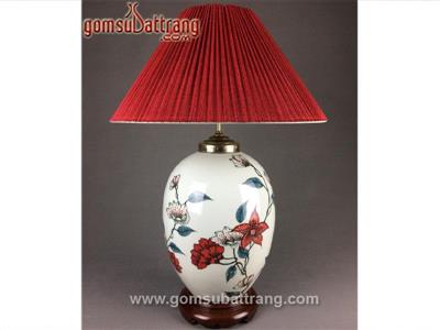 Đèn ngủ gốm sứ Bát Tràng hoa ngọc lan tinh tế chất lượng cao 