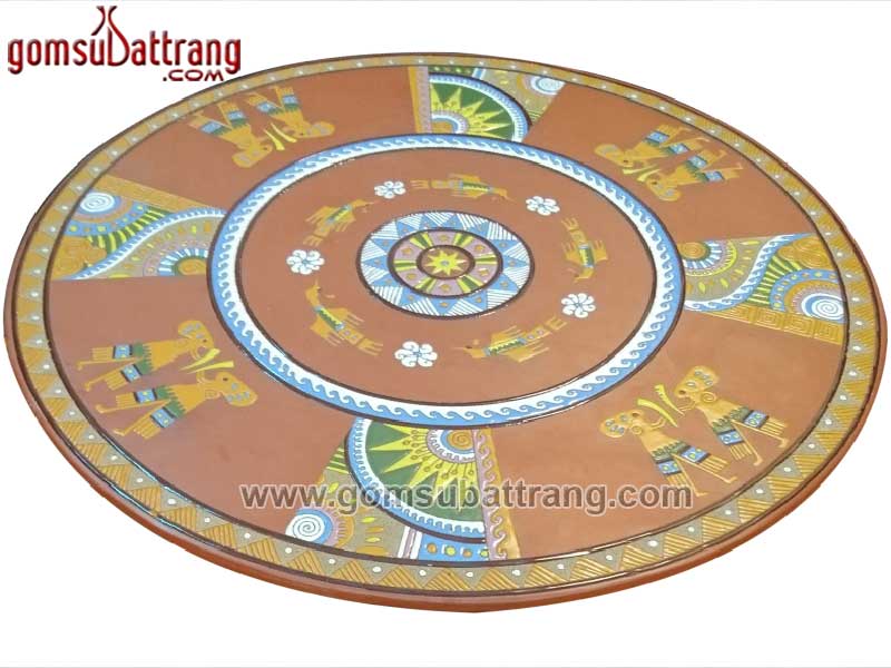 Bộ bàn ghế họa tiết trống đồng 77cm đẹp sang tiện dụng